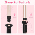 Ufree 5 in 1 Curling Iron with Interchangeable Ceramic Barrels (0.35"-1.25"), Curling Wand Set with Flat Iron Hair Straightener, Instant Heat Up, Dual Voltage Hair Curler, Gifts for Women