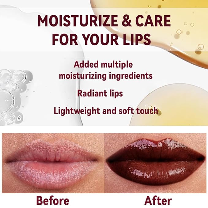 1Pc Dark Brown Butter Lipstick Tinted Lip Balm, Shine Moisturizing Plumper Lipstick for Women,Natural Nourishing Hydrating Lip Gloss Stain for Dry Lips,Lightweight Lip Liner Care Vegan Makeup