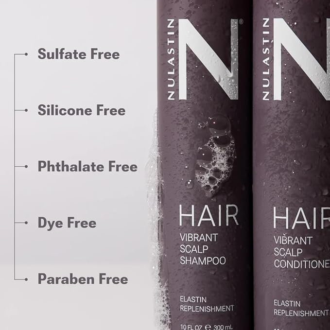 NULASTIN Shampoo + Conditioner Duo - Vibrant Scalp Shampoo (10 Fl Oz) & Vibrant Scalp Hair Conditioner (10 Fl Oz) for Fine Hair - Gift Set for Voluminous Hair - Color‑Safe, Vegan (2 Count)