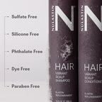NULASTIN Shampoo + Conditioner Duo - Vibrant Scalp Shampoo (10 Fl Oz) & Vibrant Scalp Hair Conditioner (10 Fl Oz) for Fine Hair - Gift Set for Voluminous Hair - Color‑Safe, Vegan (2 Count)