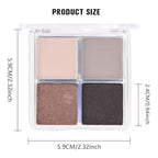 4 Colors Light Beige Gray Brown Black Eye Shadow Powder Palette Makeup, Neutral Matte Shimmer Cream Quads Eyeshadow Palette for Women Highly Pigmented Waterproof, paleta de sombras de ojos, Vegan, 07