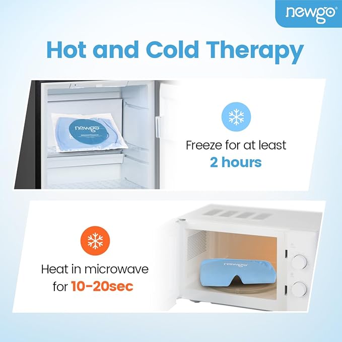 NEWGO Ice Pack Face Ice Mask for Puffy Eyes, Cooling Face Mask Reusable with Thick Gel Pad in Forehead & Eye Zones for Migraines, Post-Surgery, Redness, Allergy Swelling Pain Relief