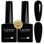 CANNI 2Pcs Hema-Free Black Gel Nail Polish Set- 2Pcs Black Colors Gel Polish Kit, Soak Off LED Nail Gel Manicure Kit DIY at Home Salon Gifts for Women Girls