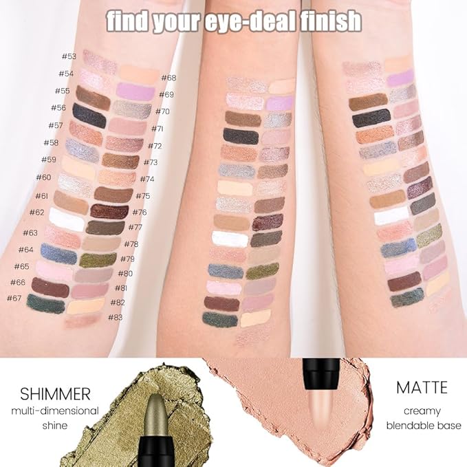 evpct Forest Green Shimmer Cream Eye Shadow Sticks Brightener Pencils for Women, Green Silky Eyeshadow Applicator Stick Pen Waterproof, Blendable Crease-Proof Stick Eyeshadow Shimmer Eye Makeup 67