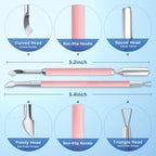 2PCS Metal Pink Cuticle Pusher and Scraper, Nail Trimmer Cutter Stainless Steel Gel Scraper Tool, Nail Polish Remover Peeler Durable Salon Manicure Pedicure Cleaner for Fingernail and Toenail