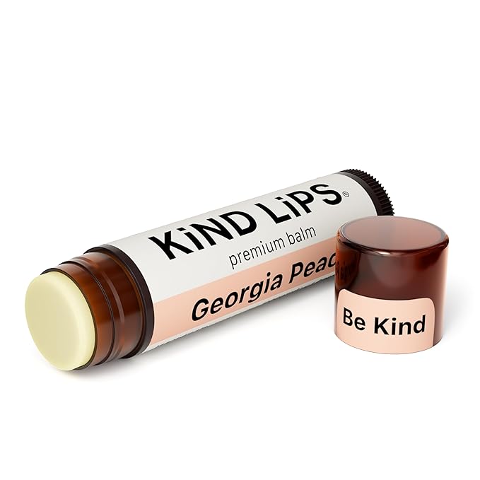 Kind Lips Organic Georgia Peach Lip Balm 3-Pack – Naturally Sweet, Moisturizing Lip Care for Dry Lips • 100% Natural, Clean, Gluten-Free, Grain-Free • Made in USA • Everyday Value chapstick Set
