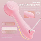Facial Cleansing Brush Silicone Face Scrubber Waterproof Rechargeable Exfoliator Massage Device for Men & Women, Deep Pore Cleansing, Exfoliating, Removing Blackhead Electric Face Scrub Brush (Pink)