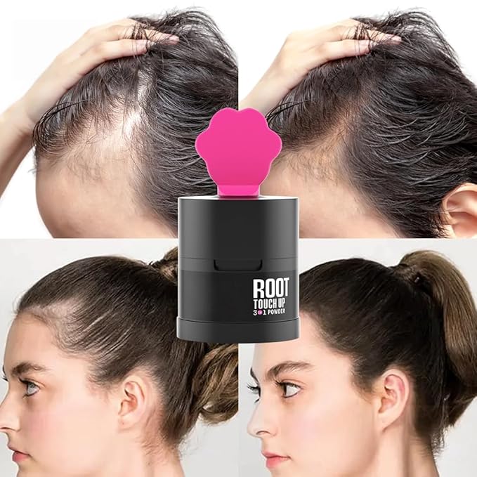 Gowwim Root Touch up Powder, Instantly Gray Hair Cover up Hairline Powder for Women & Men Waterproof and Sweatproof Root Cover Up Long-Lasting for Thinning & Loss Hair (Med Brown1, 4g-1)