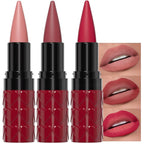 3Pcs Gradient Matte Lipstick Crayon Lip Liner pencil,Crayon Form and Cone Tip 2-in-1 Lip Liner and Lipstick Lip Combo Set Achieve Flawless Contour Gradual Ombre Effect lip Pencil for Old Women