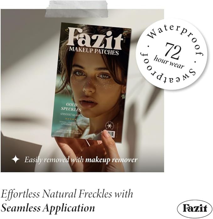 Fazit Makeup Patches - Gold Speckles - Glow Up Make-Up Patches - Cute Glitter Makeup Accessories for Women - Cosmetic Glitter for Face