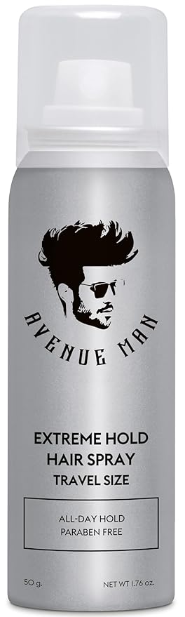 Avenue Man Extreme Hold Hairspray - Travel Size - Frizz-Control, Lightweight & Non-Sticky Extreme Hold Hair Spray for Men - Lightweight and Humidity-Resistant - Mens Hairspray Extra Hold - 1.76 oz