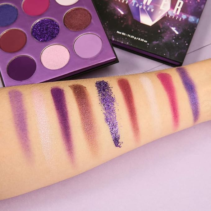 docolor Eyeshadow Palette 9 Colors Gemstone Shadow Palette Highly Pigmented Mattes Shimmers Smokey Glitter Cream Colorful Powder Blendable Long Lasting Waterproof Makeup Palette-Purple