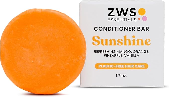 Sunshine Conditioner Bar, Vegan Solid Hair Conditioner for All Hair Types, with Pineapple, Mango, Cocoa Butter, Zero Waste, Travel-Friendly