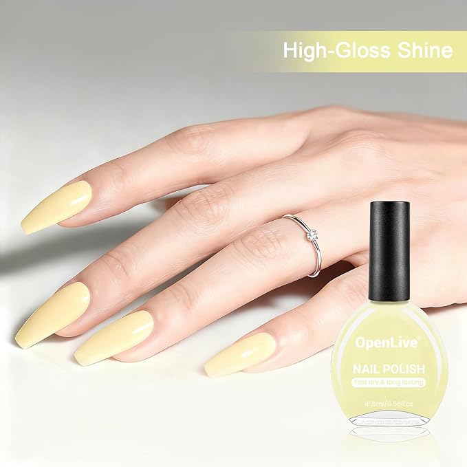16.5ml Lemon Yellow Nail Polish Large Volume Quick Drying Nail Polish, Fast Drying and Long Lasting Color Nail Art DIY Home Manicure Gift for Women
