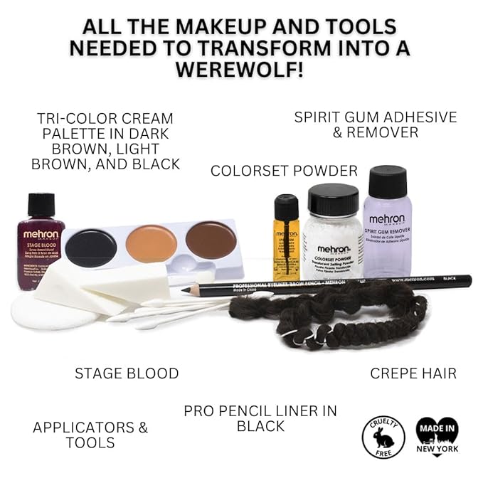 Mehron Makeup Premium Character Kits| Makeup Kits for Halloween & Cosplay| Made in the USA | Complete Kit | Includes all Tools & Instructions on How to Create the Look | (Werewolf)