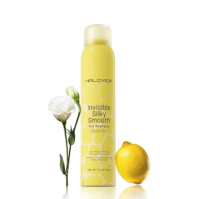 HALOVIDA Dry Shampoo for Women, Dry Shampoo Spray for All Hair Leaves No White Residue, Absorb Oils, Volumizing & Refresh Hair for 72 Hours, 5.07 Fl Oz (Yuzu)