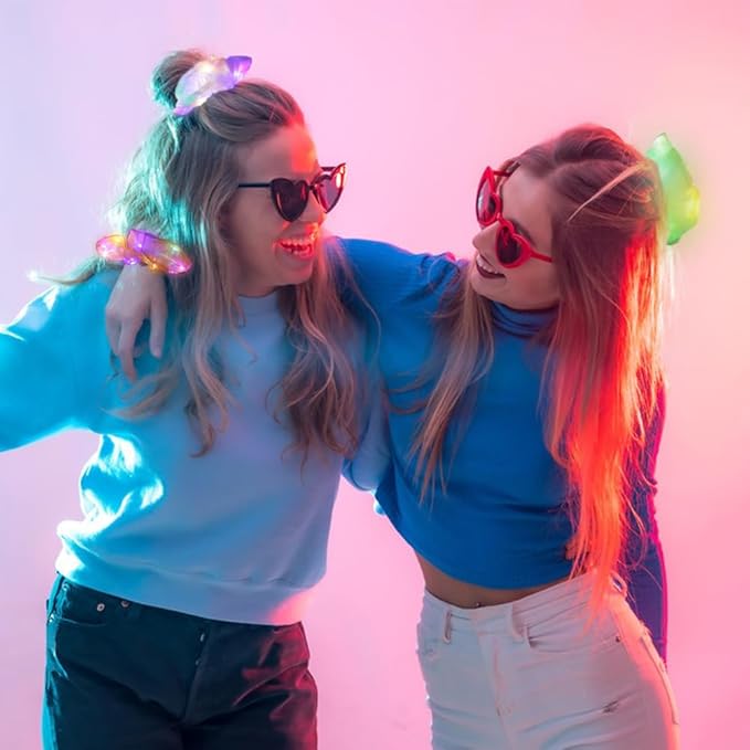 20 Pcs LED Scrunchies, Light up Hair Scrunchies, Glow in the Dark Hair Ties with 3 Light Modes, Neon Hair Accessories for Women Glow Hair Bands