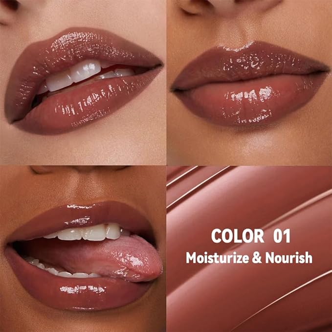 Brown Butter Lipstick Tinted Lip Balm, Shine Moisturizing Plumper Lipstick for Women, Natural Nourishing Hydrating Lip Gloss Stain for Dry Lips,Lightweight Lip Liner Care Makeup Vegan 1Pc Brown