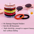 J.CARP 8Pcs Mixed color Hair Ties for Women Girls, Elastics Hair Bands Ponytail Holders, No Damage No Crease Hair Elastics, Perfect for Girls and Women with Thick or Curly Hair, Style 05