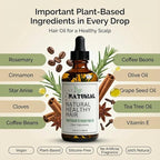 Hair Oil for Hair Growth – Botanical Rosemary Scalp in Glass Bottle with Castor Oil, Vitamin E, Coffee & Olive Oil – Natural Vegan Hair Growth Oil for Thinning Hair, Dry Scalp & Breakage