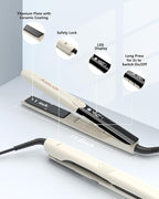 Hair Straightener 1 Inch Flat Iron and Curler 2 in 1 Titanium Ceramic Ionic Dual Voltage Straightener with Heat-Resistant Silicone, for Less Frizz, Shinier & Smoother