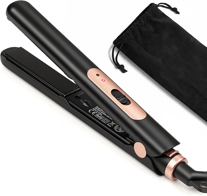 JAETON Small Flat Iron 0.7 Inch Mini Hair Straightener and Curler 2 in 1, 30S Heat-up, Dual Voltage Travel Curling Iron, for Short Hair, Bangs, Pixie Cut, Beard
