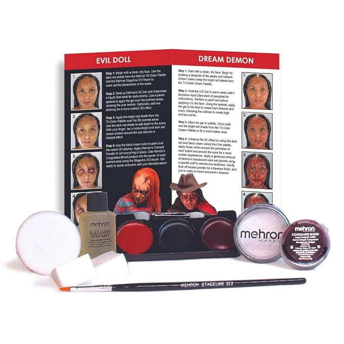 Mehron Makeup Premium Character Kits| Character Kits for Halloween & Cosplay| Made in the USA | Complete Kit Includes all Makeup, Tools, & Instructions on How to Create the Look | (Horror FX)