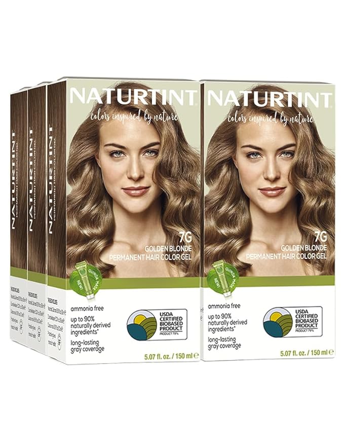 Naturtint 7G Golden Blonde Permanent Hair Color (Pack of 6), Ammonia Free, Vegan, Cruelty Free, up to 100% Gray Coverage, Long Lasting Results (Packaging may vary)