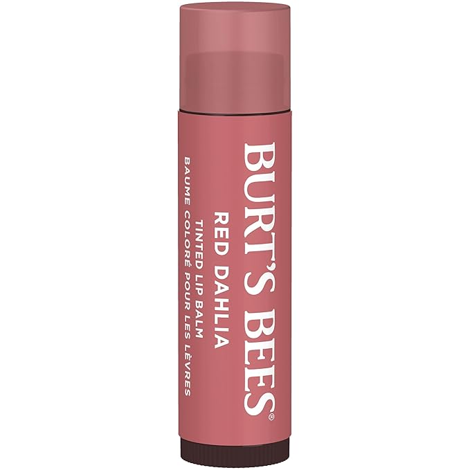 Burt's Bees Lip Tint Balm Stocking Stuffers Gifts, Long Lasting 2 in 1 Duo Tinted Balm Formula, Color Infused with Hydrating Shea Butter for a Natural Looking Buildable Finish, Red Dahlia (2-Pack)