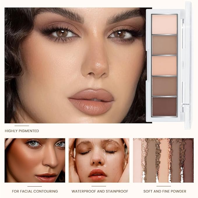 Mini 5-Color Matte Nude Neutral Brown Eyeshadow Palette – Soft Ivory, Peach Nude & Mocha Browns, High Pigment Blendable Long-Lasting All Matte Eye Shadow Kit for Daily Natural Makeup & Mature Eyes