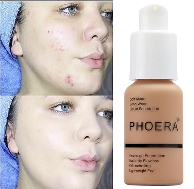 2 Pack PHOERA Foundation 102# Nude and 104# Foundation Makeup.