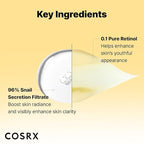 COSRX Snail 96% Mucin Power Essence 2ea & Retinol 0.1% Cream Mini Sample 1ea, Glass Skin Starter Set, Amazon Exclusive, Daily Hydrating & Firming Korean Skin Care Kit, Gift Set, Stocking Stuffers