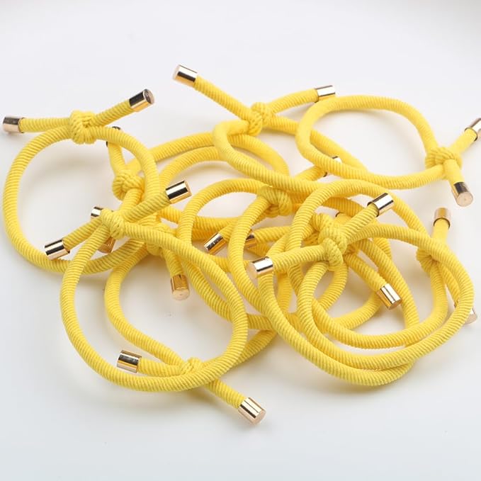 14PCS Hair Tie Elastics Knotted Hair Ties Ponytail Holders for Women Girls Elastic Hair Rubber Bands for Thin Thick Wavy Curly Straight Long Hair (Yellow)