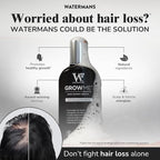 Watermans Grow Me Organic Hair Growth Shampoo for Men & Women – Strengthening & Moisturizing with Biotin, Rosemary, Caffeine & Argan Oil for Fuller, Thicker-Looking Hair (8.45 fl oz)