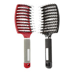 Voremy Magical Brush Detangler, Ultra Detangling Brush, For Wet Or Dry Detangling HairBrush For Men, Women And Kids, Fast Drying Styling Massage curved Hairbrush (Red+Black)