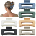 4 Inch Big Hair Claw Clips 6 Pcs Large Claw for Thick Hair Square Hair Clips for Women Rectangle Hair Clips Nonslip Acrylic Banana Jaw Clips Hair Accessories for Girls (Neutral)