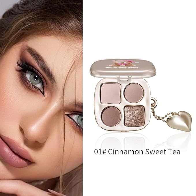 Professional Eyeshadow Palette, Nude Taupe and Brown Neutral Shades, Velvety Matte and Satin Shimmer Finishes, High Pigment Blendable Colors, Waterproof Long-Lasting Eye Palette, 01, 4 Colors