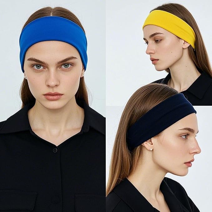 12 Pcs Stretchy Sport Headbands for Women,Absorbed Sport Headband Soft Twist Knotted Headbands for Yoga, Workout Daily Life