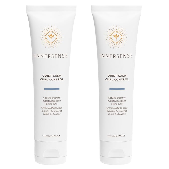 INNERSENSE Organic Beauty - Natural Quiet Calm Curl Control | Smoothing, Hydrating, Light Hold | Non-Toxic, Cruelty-Free, Clean Haircare (2 Pack - 2 fl oz | 59.1 mL each)