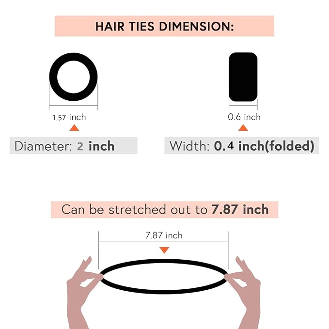 Large Stretch Thick Hair Ties for All Hair Types Seamless Hair Ponies Elastics Ponytail Holders Hair Scrunchies for Thick Hair Hair Accessories Women Girls 12-Pack