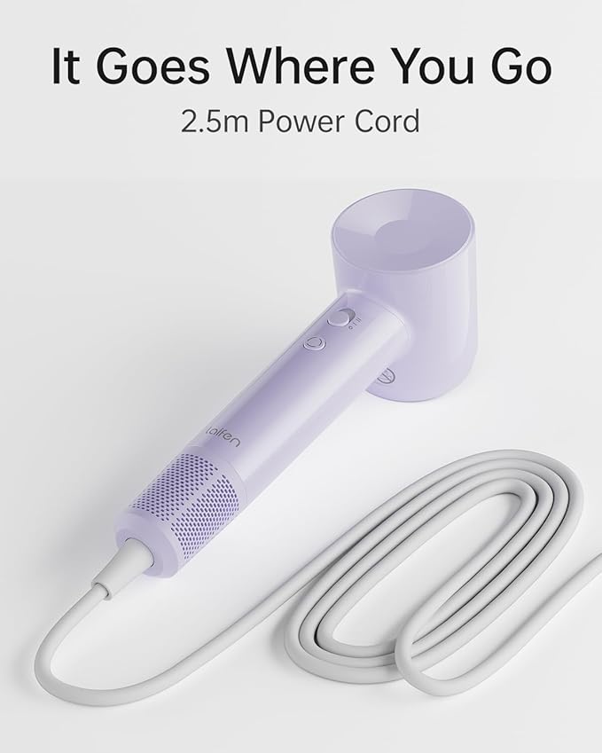 Laifen SE Lite Hair Dryer, Negative Ionic Blow Dryer with 100,000 RPM Brushless Motor for Fast Drying, High-Speed Low Noise Thermo-Control Hair Dryer with Lightweight Design and 2 Nozzles