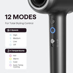 Hair Dryer, Wavytalk Turblow Pro Fast Drying Blow Dryer with Diffuser, High Speed Hair Dryer with 110,000 RPM, Pro Negative Ions for Reduces Damage, Frizz Smoothing, 3 Speeds & 3 Temps, Matte Grey