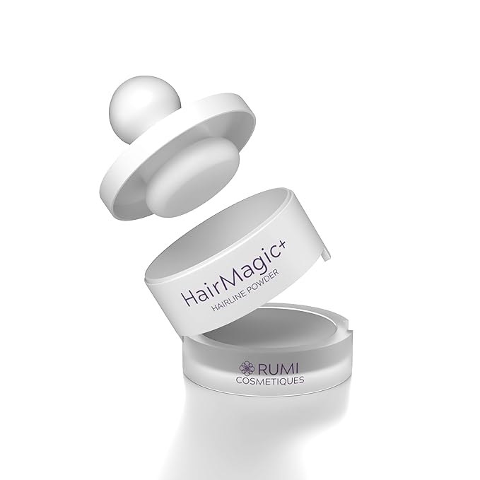 Rumi Cosmetiques HairMagic+ Root Touch Up Powder – Instant Gray Hair Coverage & Hairline Filler – Water-Resistant, Natural Finish, Nourishing Formula with Argan Oil & Vitamin E (Light Grey)