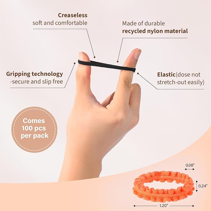 Youxuan Small Elastic Hair Ties, Soft, Stretchy, and Non-Damage Hair Bands, Multi-Color 100 Pcs Strong, Durable Mini Rubber Bands for Toddlers, Girls and Women
