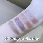 4-Color Eyeshadow Palette, Matte & Shimmer Neutrals, Highly Pigmented & Blendable, Everyday Natural Makeup, Travel-Friendly Compact, Champagne & Chocolate Brown