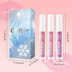 AMY'S DIARY 3Pcs Glitter Liquid Lipstick Set – Rose Gold, Hot Pink, Iridescent Lilac – Shimmer Metallic Lip Gloss, Long-Lasting Waterproof Lip Color, High Shine Sparkle Makeup for Women(SetA)