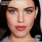 Matte Lipstick Crayon Set for Women, Ruby Red 24 Hour Lipstick Lip Liner Pencil, Neutral Lip Stick Lipliner Long Lasting Waterproof Smudge Proof, Vegan & Cruelty-Free, 04