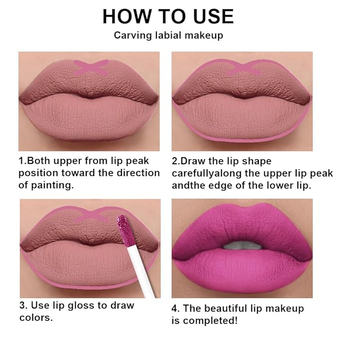 evpct 2Pcs Hot Pink Matte Lip Liner and Lipstick Combo Set for Women, Hot Pink Lip Combo Set Liquid Lips Stick Gloss and Lipliner Stains Set Long Lasting Waterproof, Lips Makeup 24 Hours originale