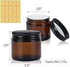 2oz Amber Glass Jars with Lids - 48 Pack Cosmetic Containers for Travel, Cream & Lotion
