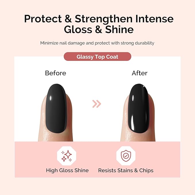 MelodySusie Top Coat No Wipe Glossy Long Lasting Shine Finish Soak Off UV LED Nail Lamp Nail Polish Art Design Manicure Kit Perfect Gifts for Women Girls 1 Pcs 15ml Clear